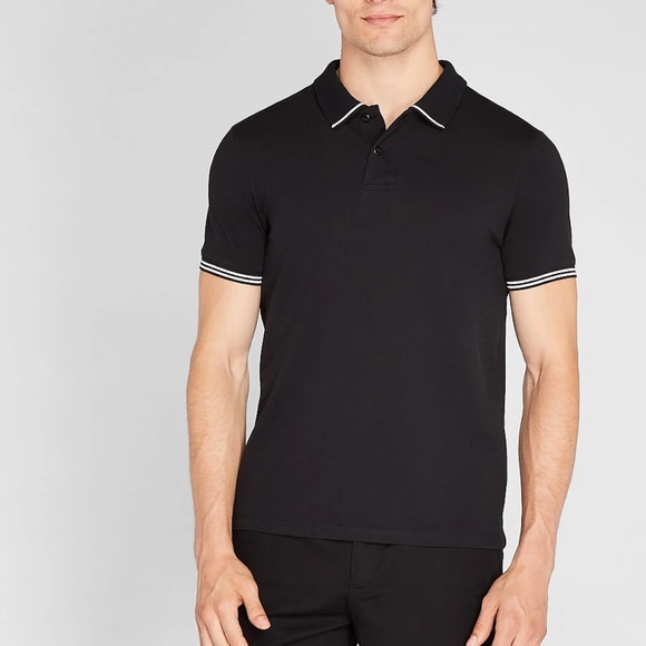 Tipped Collar Polo - New With Tags - NEVER WORN - Black